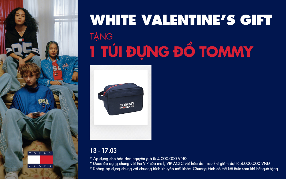 TOMMY HILFIGER WHITE VALENTINE’S GIFT –  QUÀ TẶNG TÚI ĐỰNG ĐỒ TOMMY