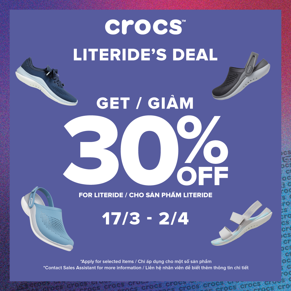 CROCS – SIÊU DEAL LITERIDE – SIÊU ƯU ĐÃI 30%