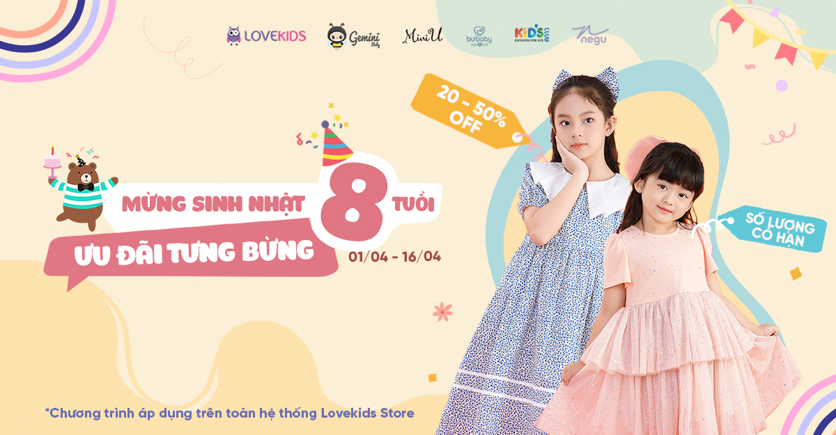 ƯU ĐÃI TƯNG BỪNG – MỪNG SINH NHẬT LOVEKIDS STORE