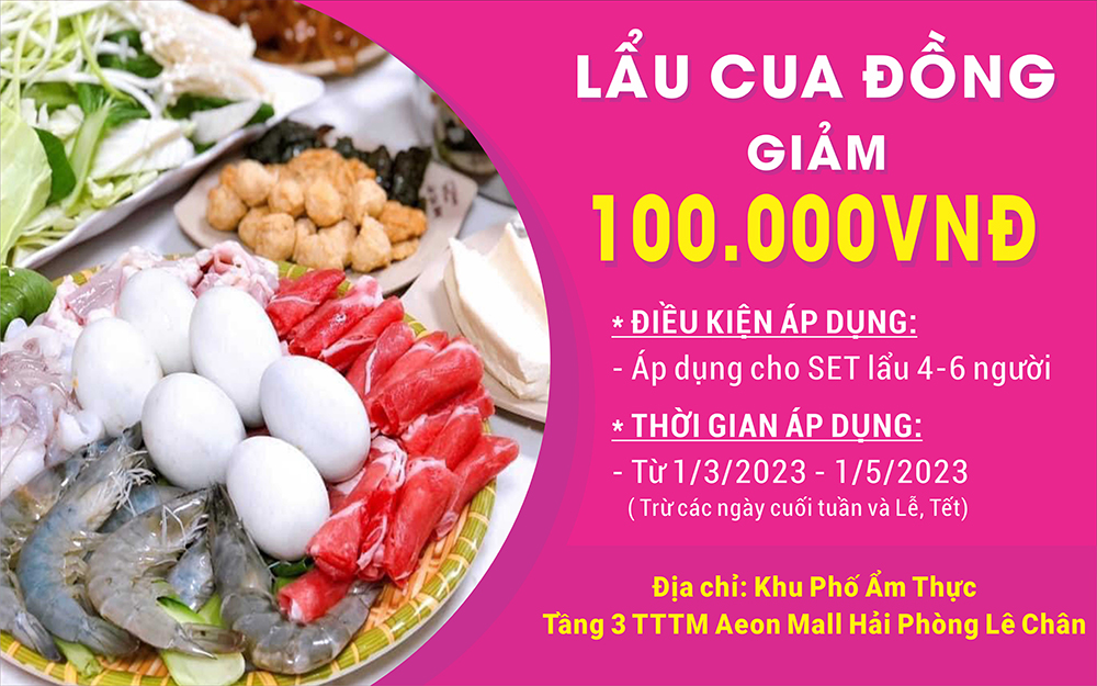 LẨU CUA ĐỒNG TẶNG E-VOUCHER 100.000Đ