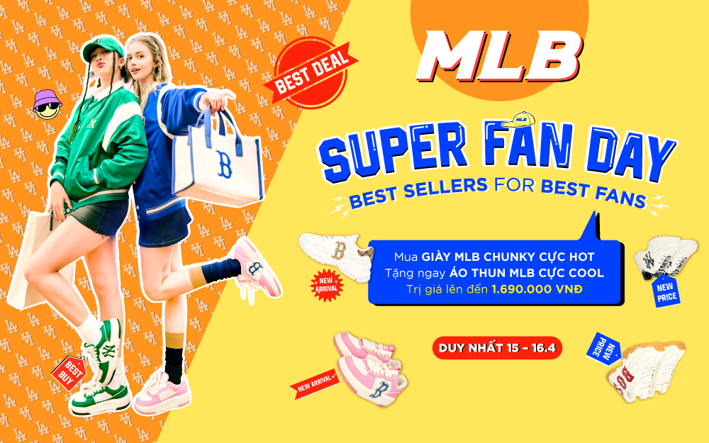 MLB SUPER FAN DAY  – BEST SELLERS FOR BEST FANS |  MUA GIÀY MLB CHUNKY CỰC HOT, NHẬN NGAY ÁO THUN MLB CỰC COOL TRỊ GIÁ LÊN ĐẾN 1.690.000Đ