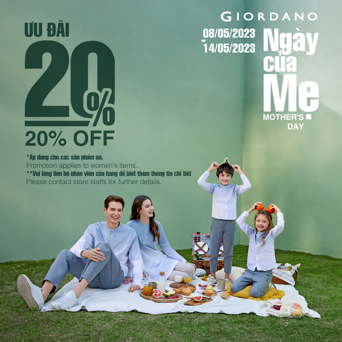 GIORDANO – 𝐌𝐎𝐓𝐇𝐄𝐑’𝐒 𝐃𝐀𝐘 – 𝟐𝟎% 𝐎𝐅𝐅 | NGÀY CỦA MẸ GIẢM 20%