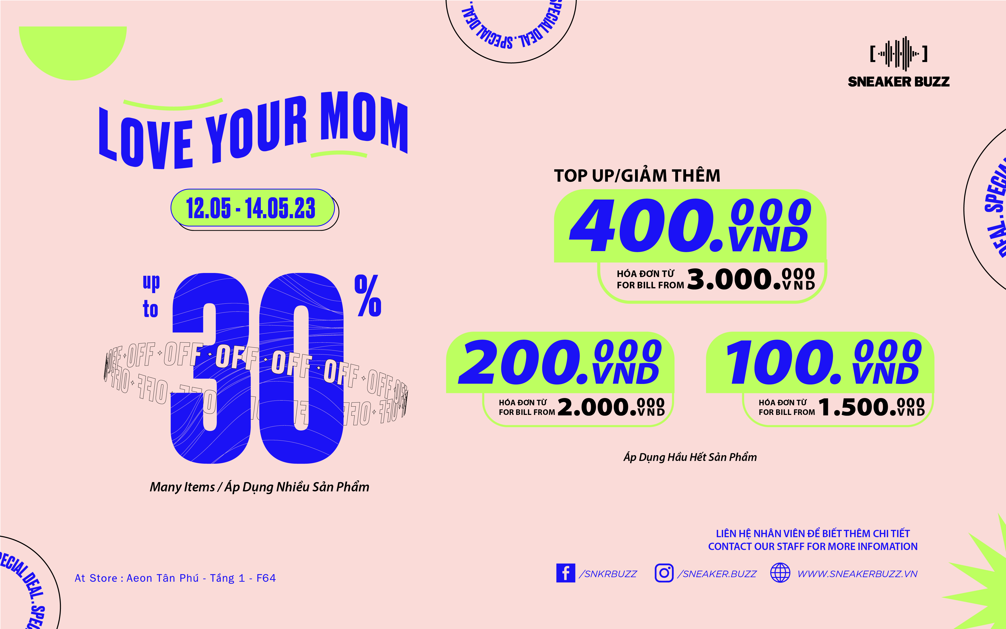 SNEAKER BUZZ – LOVE YOUR MOM – SALE ĐẾN30%