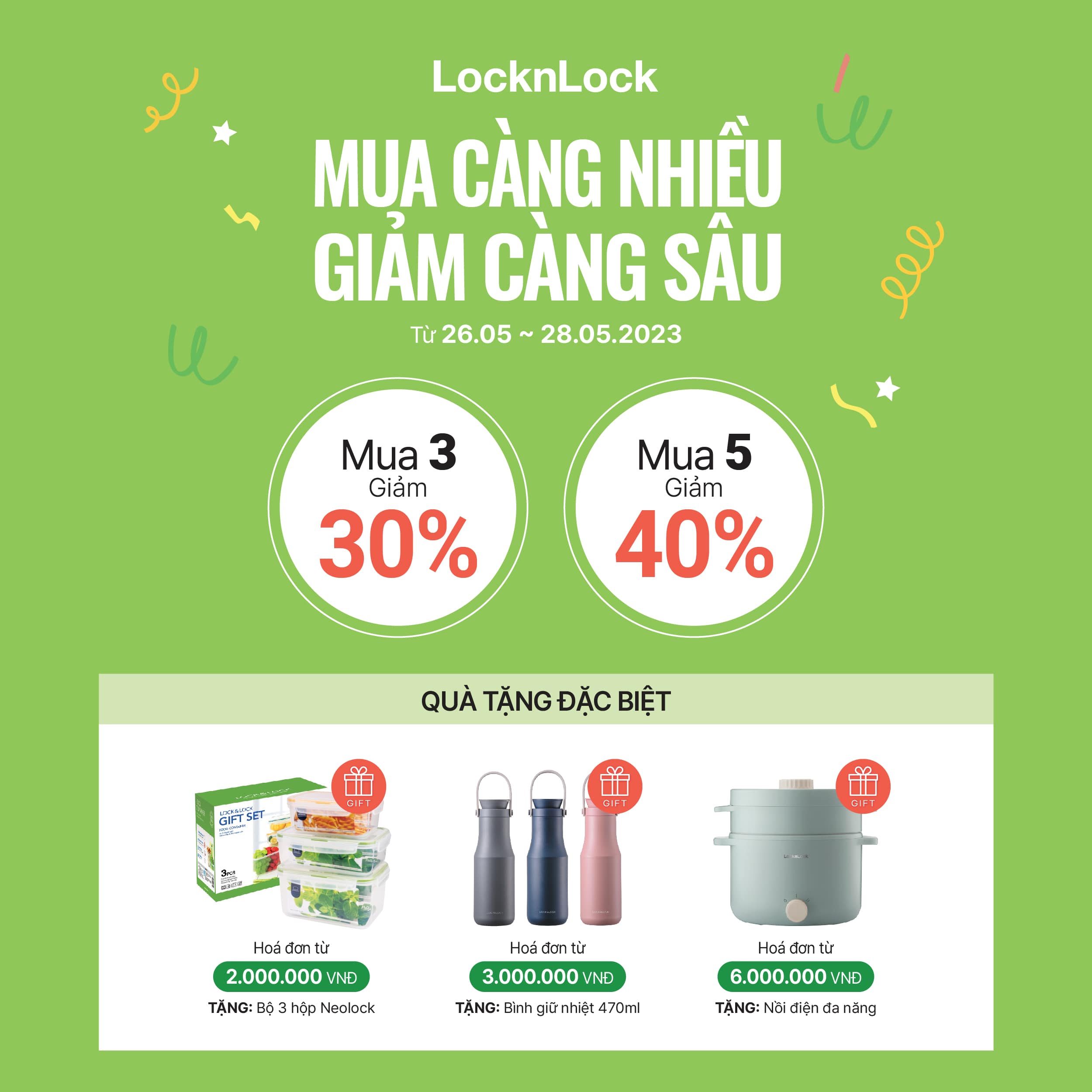 LOCKNLOCK – MUA CÀNG NHIỀU GIẢM CÀNG SÂU