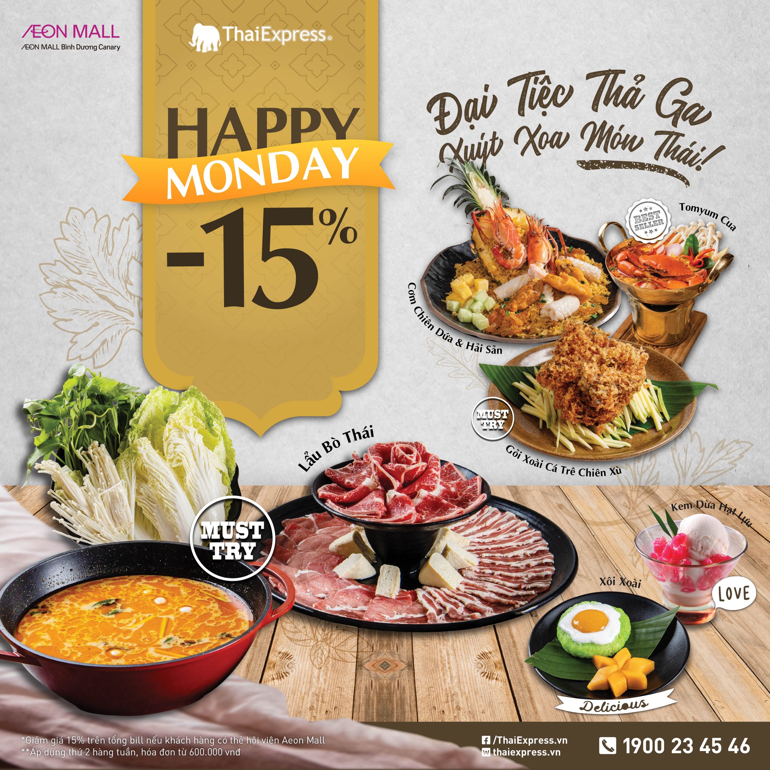 THAI EXPRESS – GIẢM GIÁ 15% MỖI THỨ 2 HÀNG TUẦN