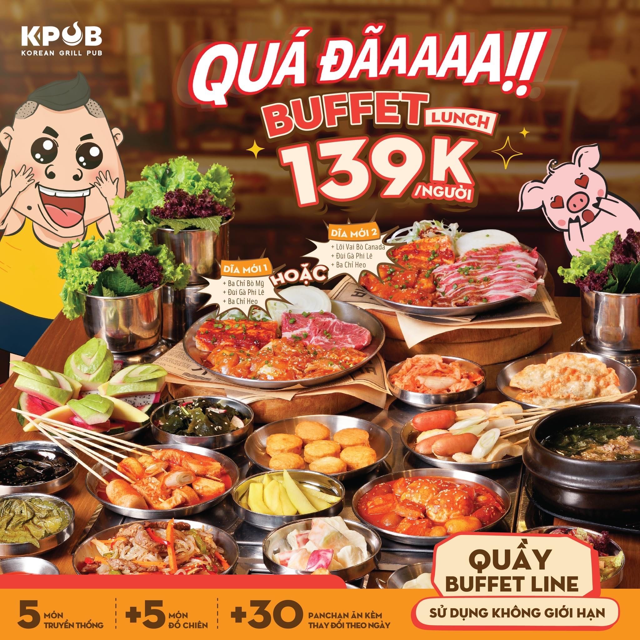 [MIỀN NAM] BỮA TRƯA KHÓ? CÓ K-PUB LO BUFFET LUNCH CHỈ 139.000Đ/NGƯỜI