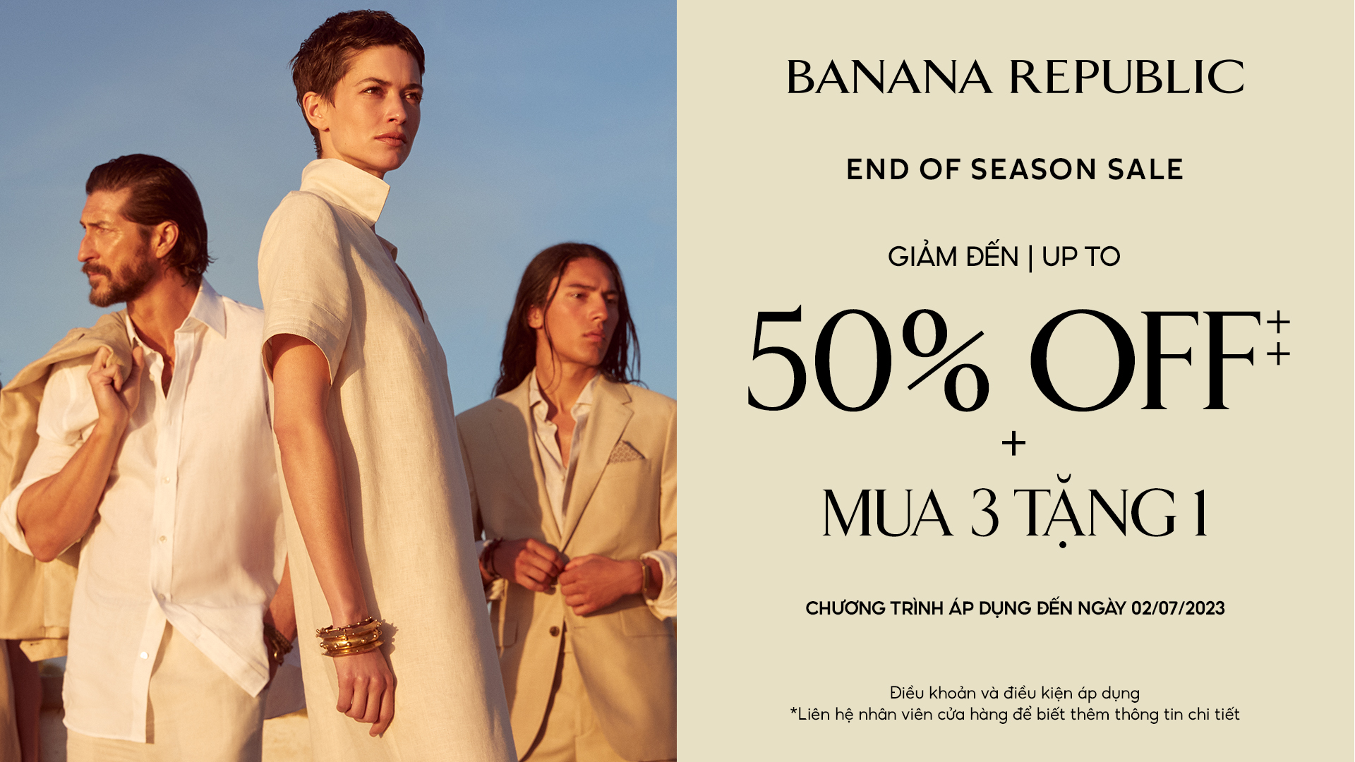 BANANA REPUBLIC: SIÊU SALE – “MUA 3 TẶNG 1” VÀ ƯU ĐÃI 50%