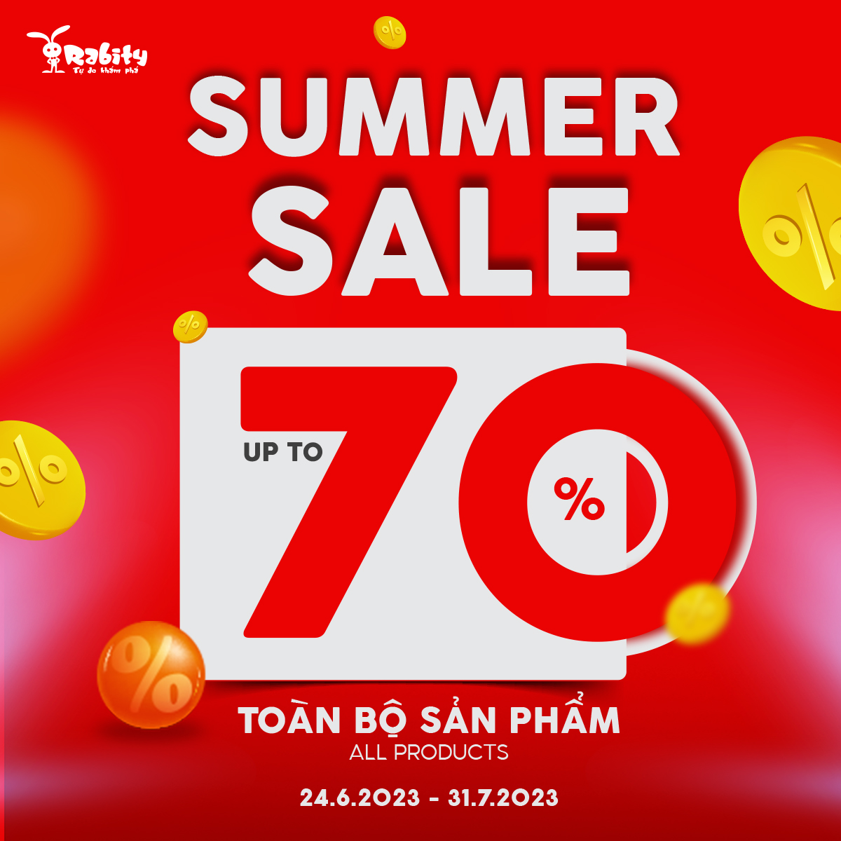 RABITY – SUMMER SALE: UP TO 70% TOÀN BỘ SẢN PHẨM