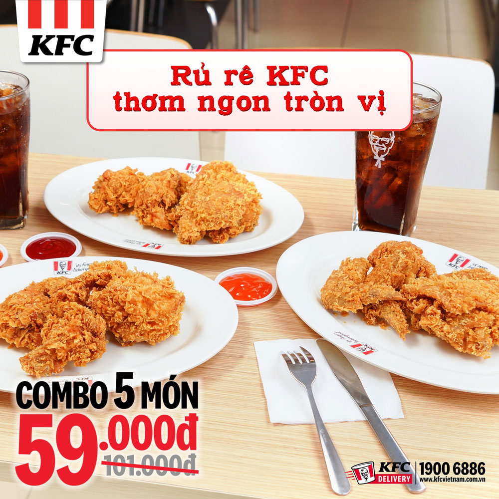 COMBO 5 Món chỉ 59K cực hời từ KFC – Thơm ngon tròn vị