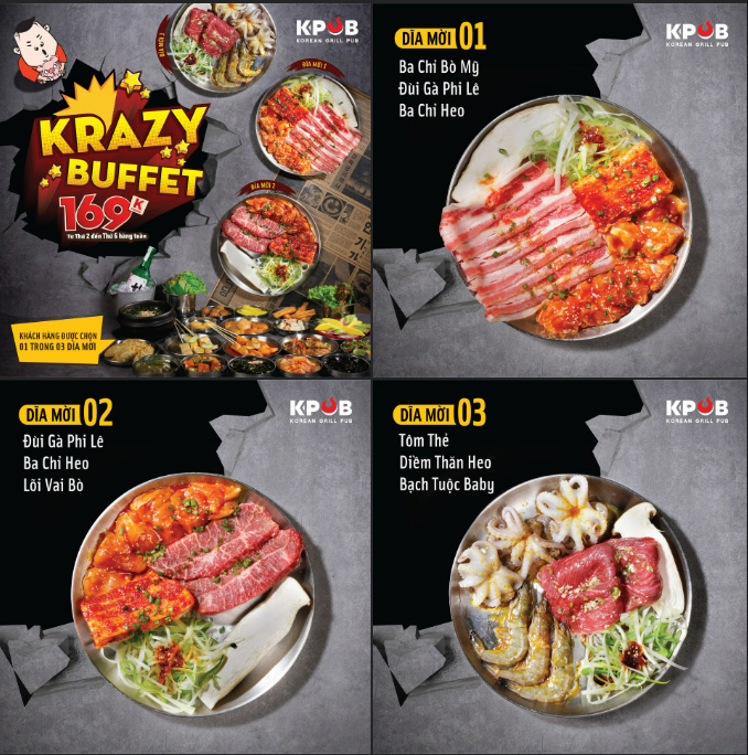 K-PUB Krazy Buffet 169K – Ăn uống thả ga chẳng lo về giá