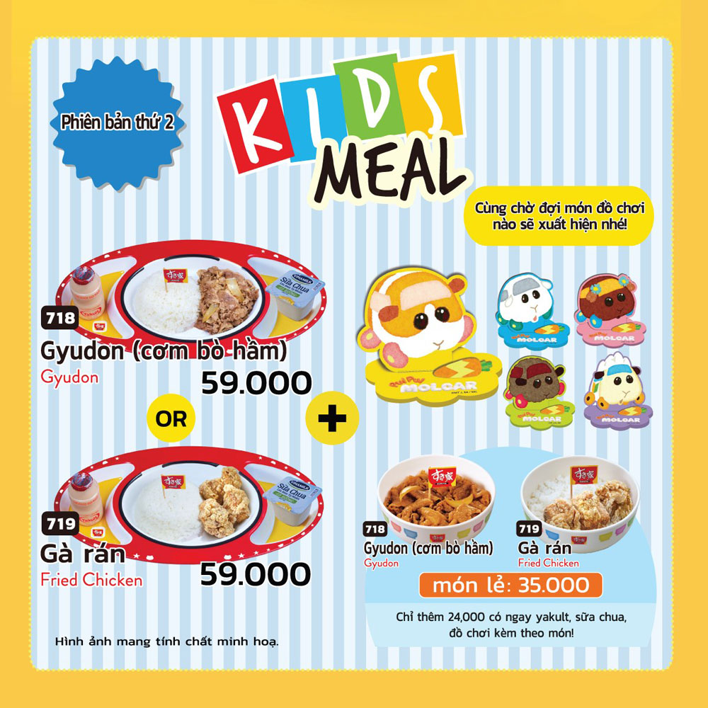 Quà tặng mới cho kids meal tại Sukiya – Bé ăn ngon miệng cùng quà xinh