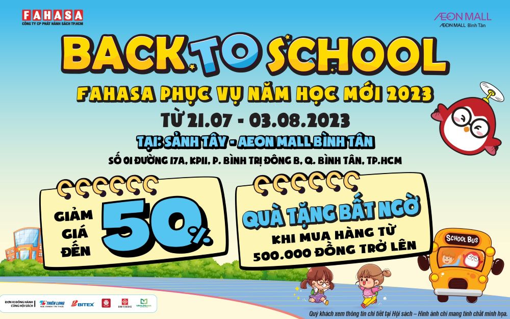 BACK TO SCHOOL – FAHASA GIẢM GIÁ ĐẾN 50% – QUÀ TẶNG BẤT NGỜ