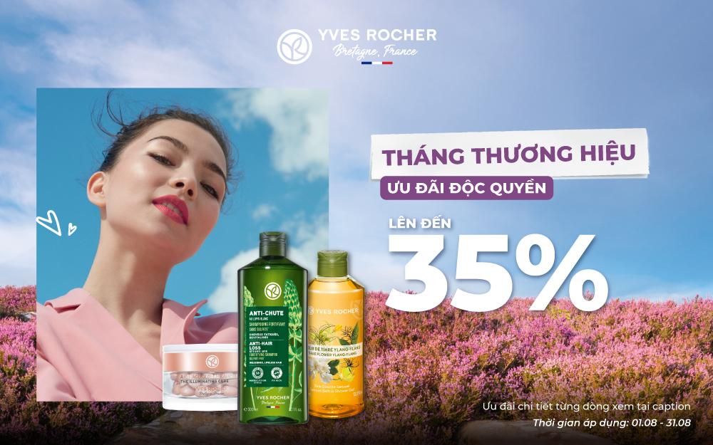 YVES ROCHER: SIÊU SALE THƯƠNG HIỆU – QUÀ TẶNG HẤP DẪN