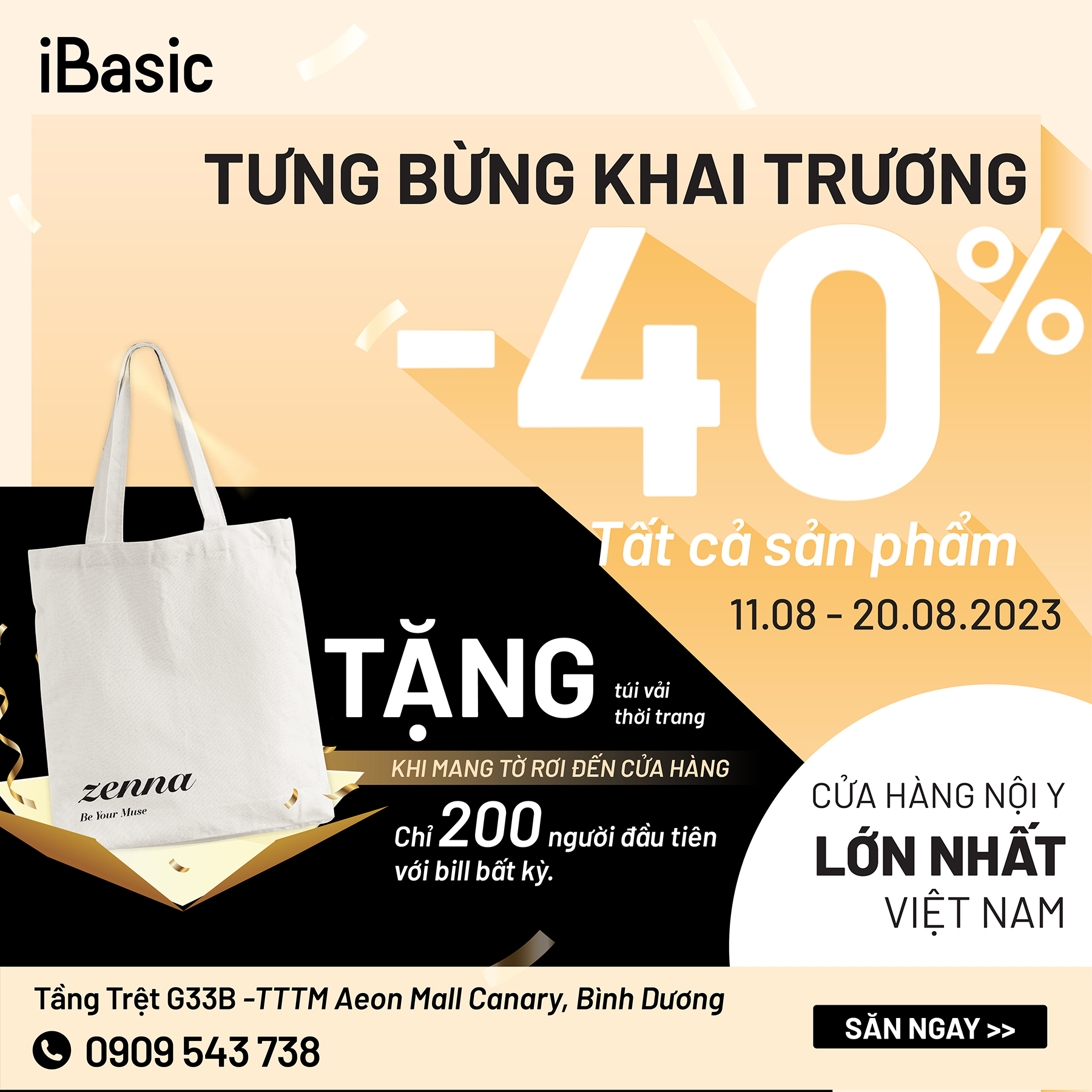 IBASIC – TƯNG BỪNG KHAI TRƯƠNG – 40% OFF TẤT CẢ SẢN PHẨM