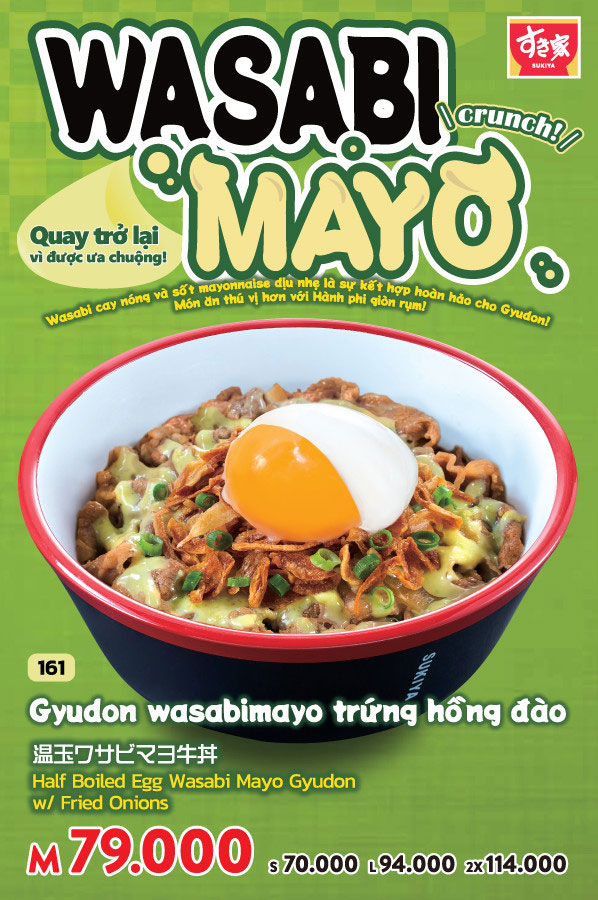 Thưởng thức Wasabi Mayo – Món mới thơm ngon, cay nồng cực hấp dẫn tại Sukiya