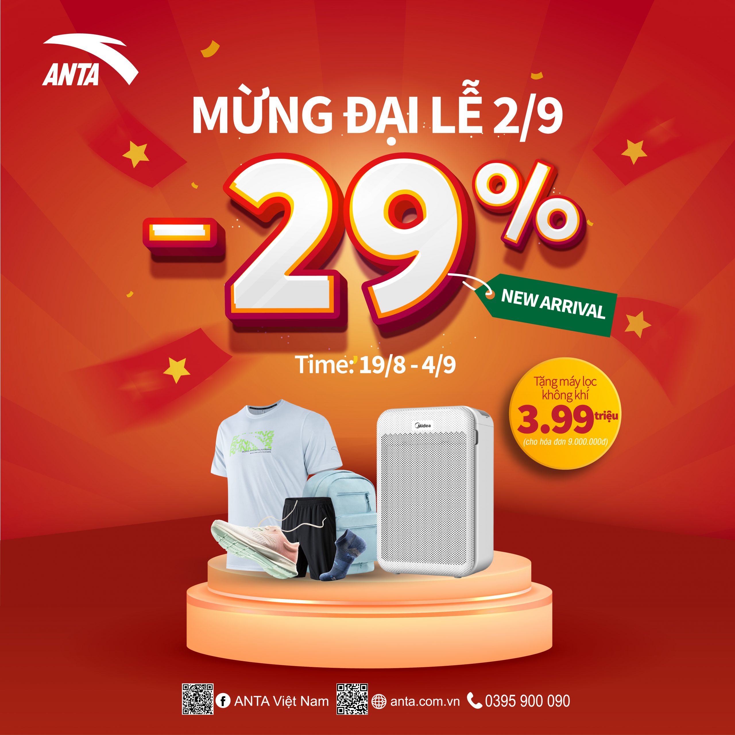 ANTA SALE MẠNH MỪNG QUỐC KHÁNH- GIẢM 29% TẤT CẢ BỘ SƯU TẬP MỚI