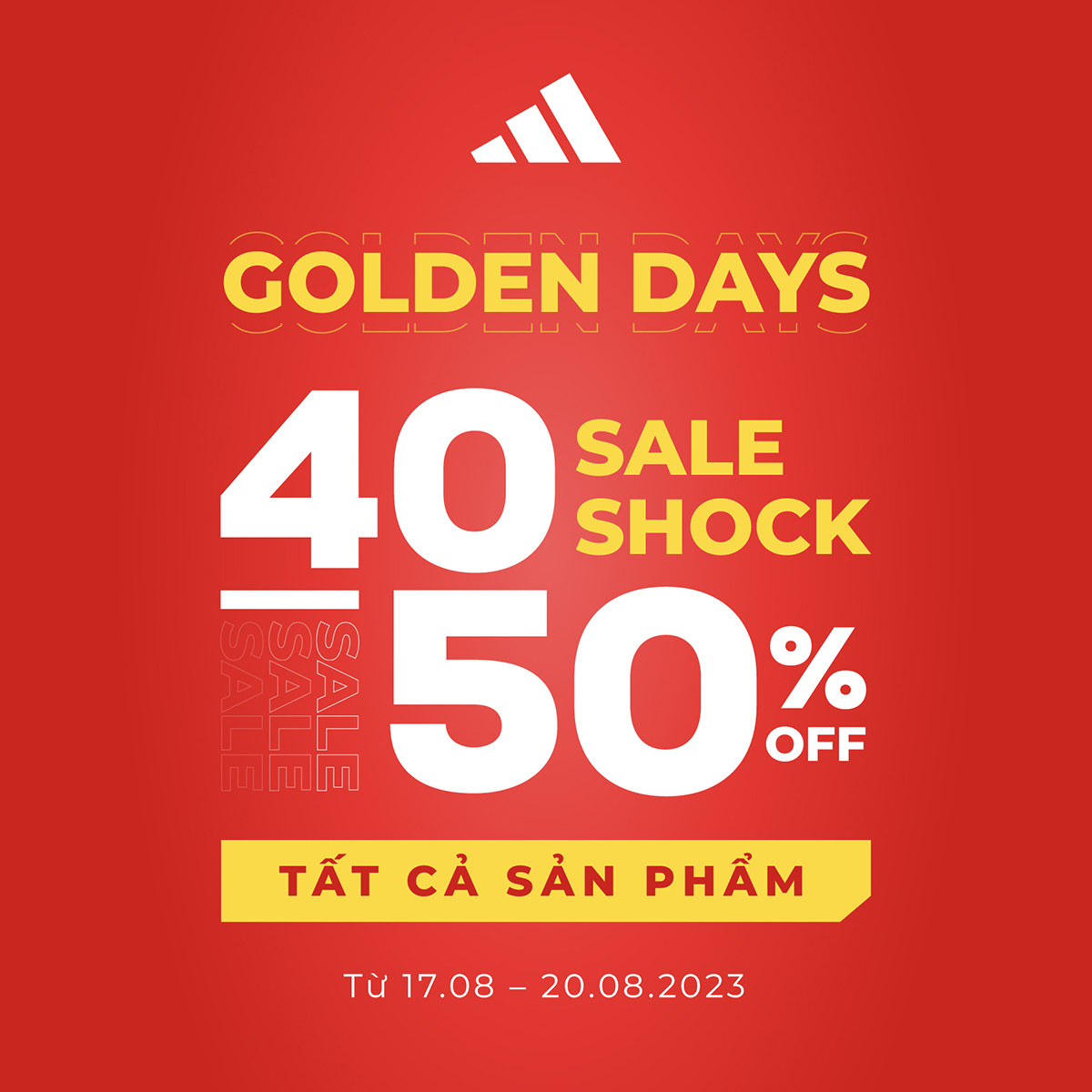 ADIDAS – NGÀY VÀNG KHUYẾN MẠI GIẢM 40%++ TOÀN BỘ SẢN PHẨM