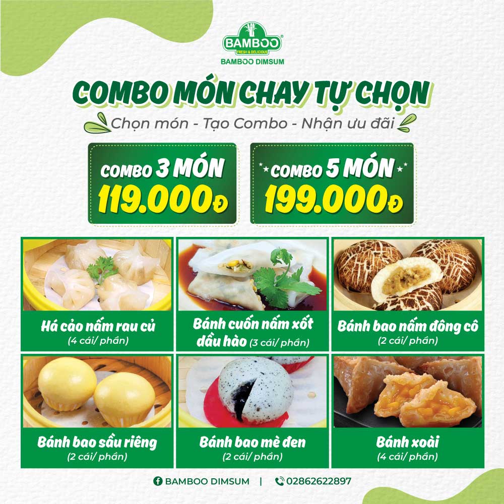 Thưởng thức Combo món chay tự chọn thơm ngon từ Bamboo Dimsum