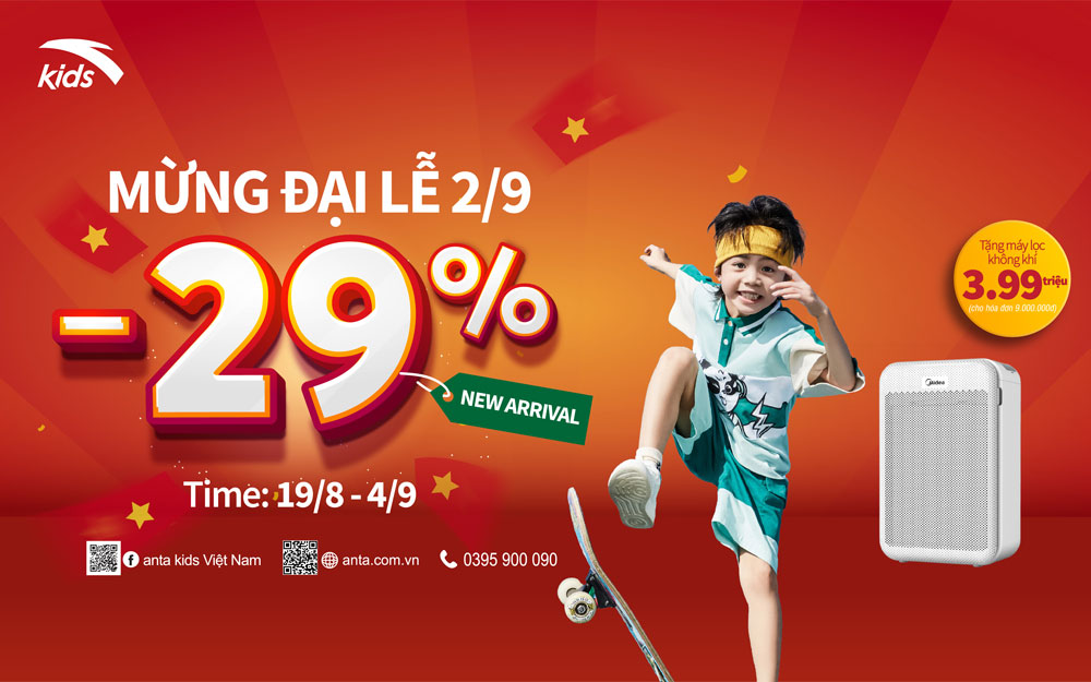 Anta Kids sale tưng bừng mừng đại lễ – Giảm ngay 29% cho BST mới