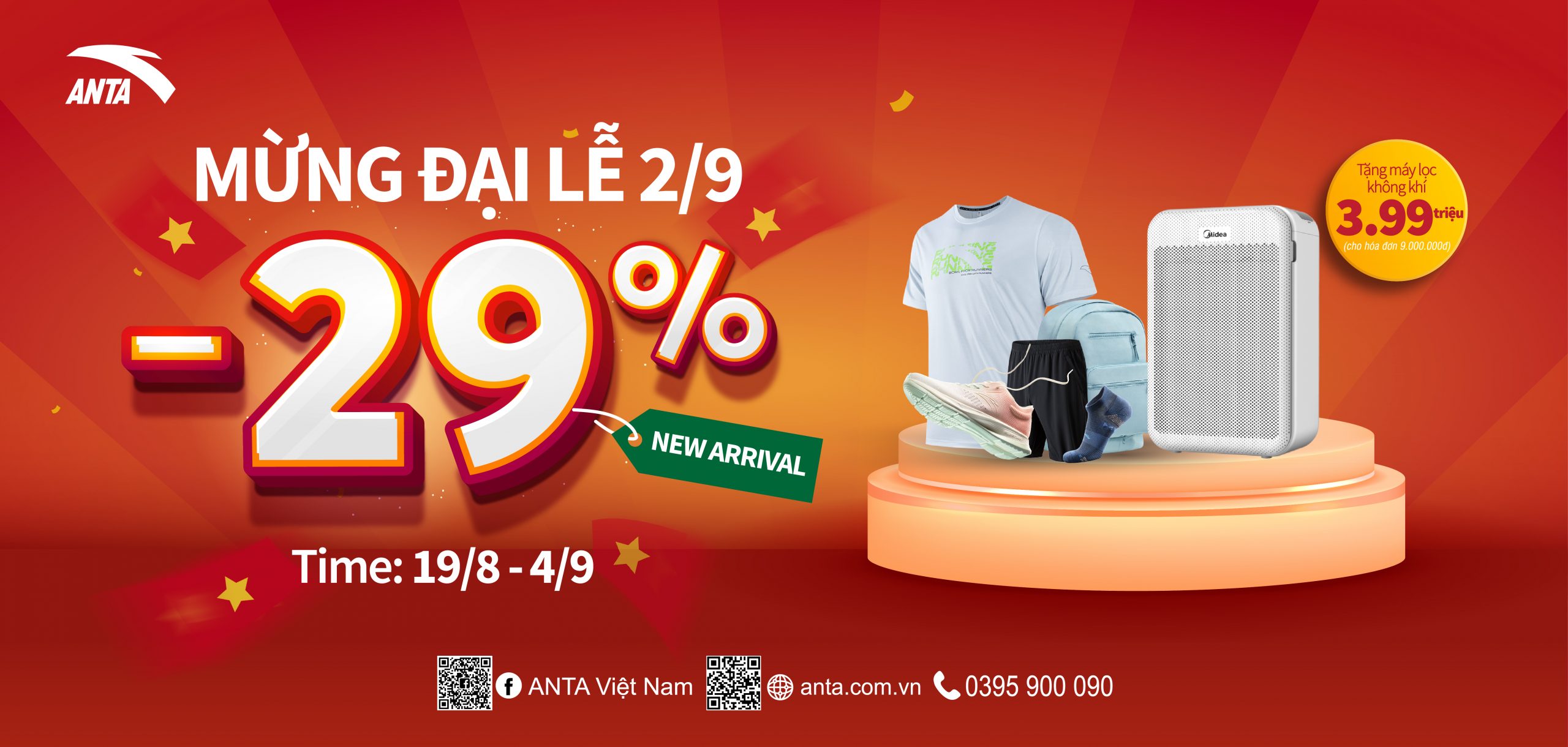 ANTA SALE MẠNH MỪNG QUỐC KHÁNH- GIẢM 29% TẤT CẢ BỘ SƯU TẬP MỚI