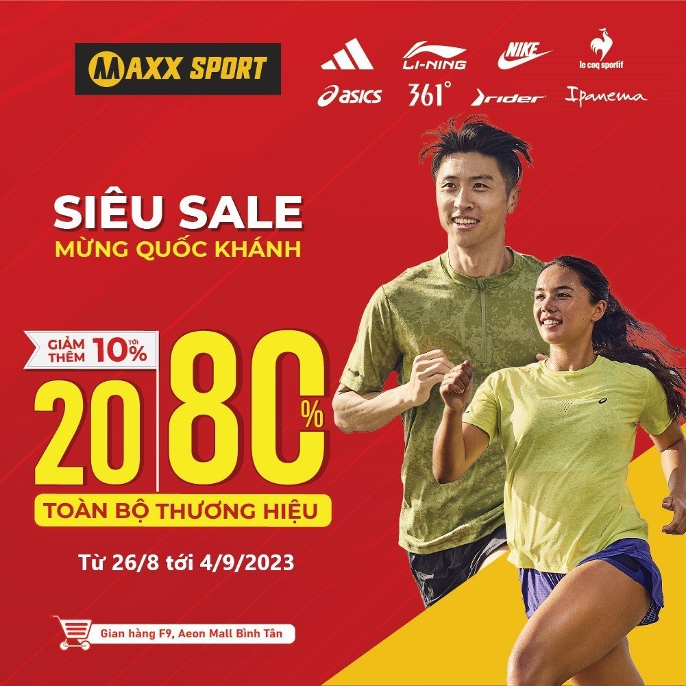 🎉 [MAXX SPORT] – SIÊU SALE MỪNG QUỐC KHÁNH 👉 SALE 20-80% | GIẢM THÊM TỚI 10%