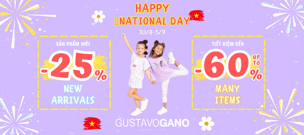 Gustavo Gano giảm giá đặc biệt tới 50% nhập dịp Lễ Quốc Khánh