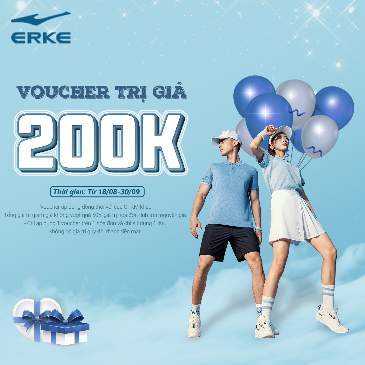 ERKE SPORT – tặng voucher mua hàng trị giá 200K