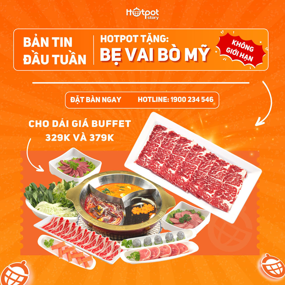 Hotpot Story tặng Bẹ vai Bò Mỹ không giới hạn – Cực thơm ngon!