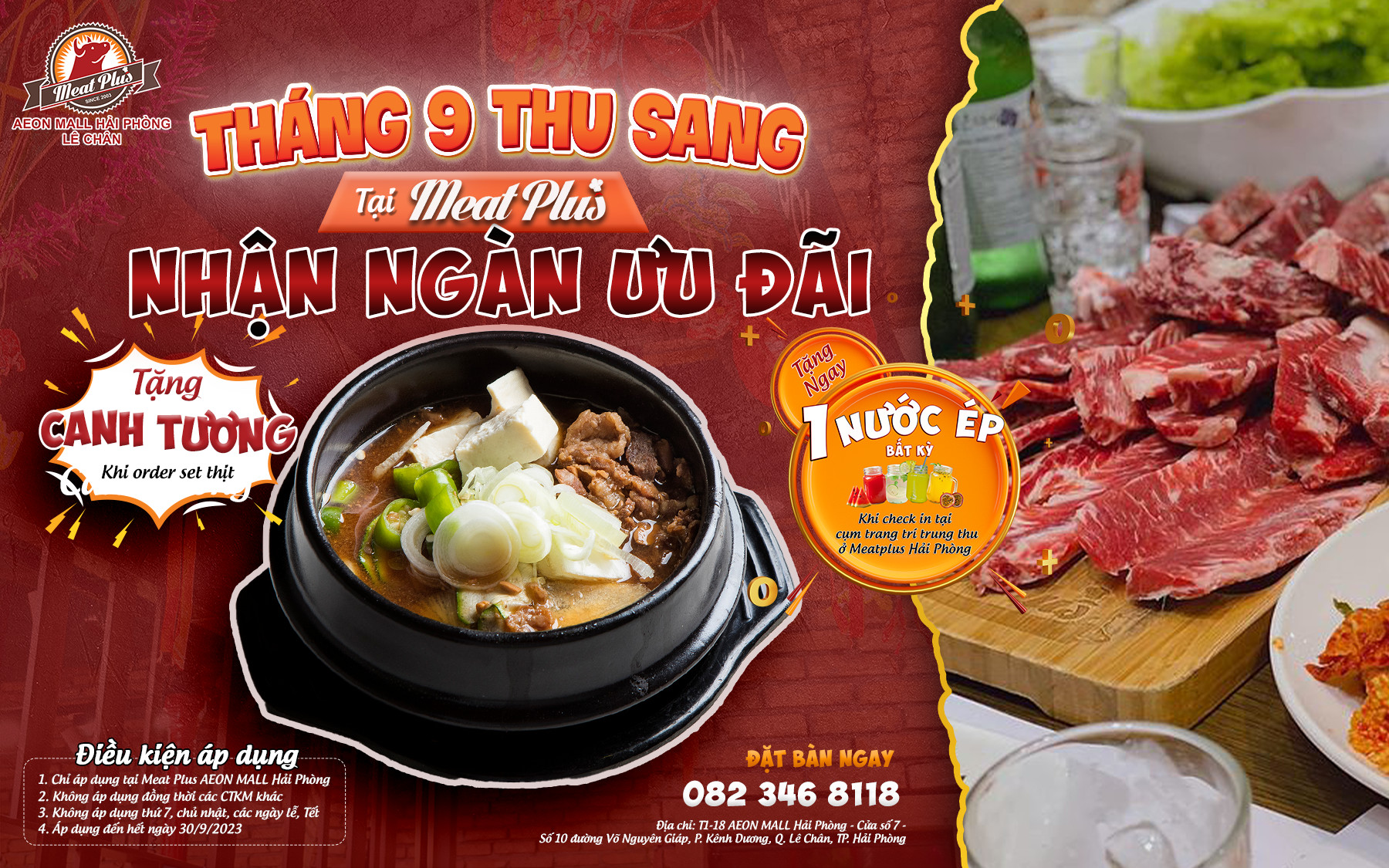 🎇 THÁNG 9 THU SANG – NHẬN NGÀN ƯU ĐÃI TẠI MEAT PLUS  AEON MALL HẢI PHÒNG 🎉