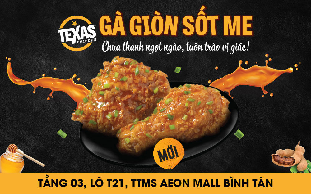 Gà giòn sốt me – Món mới cực hấp dẫn tại Texas Chicken