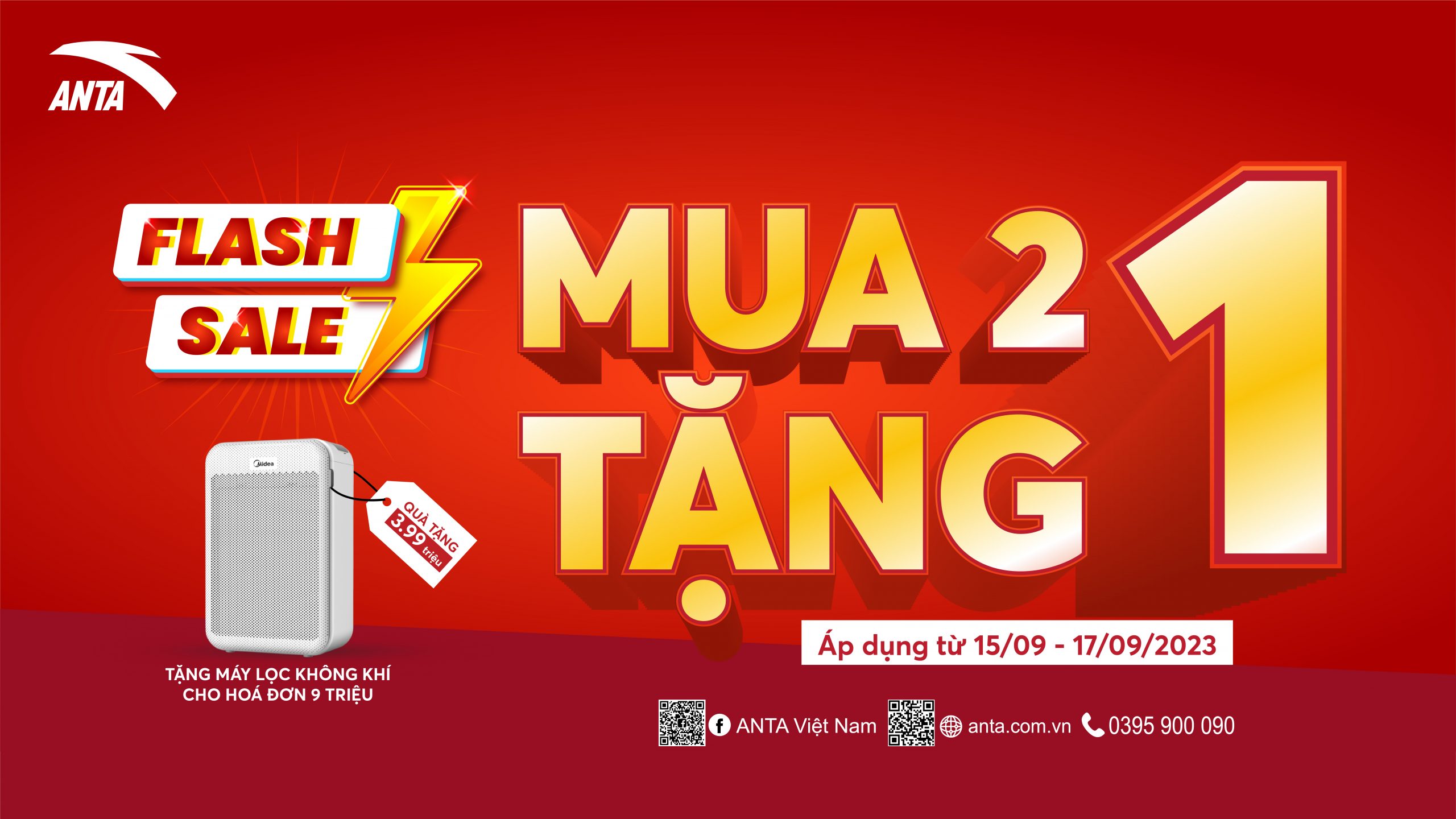 FLASHALE DUY NHẤT TỪ 15/9 – 17/9: MUA 2 TẶNG 1 – QUÀ TẶNG 3.99 TR