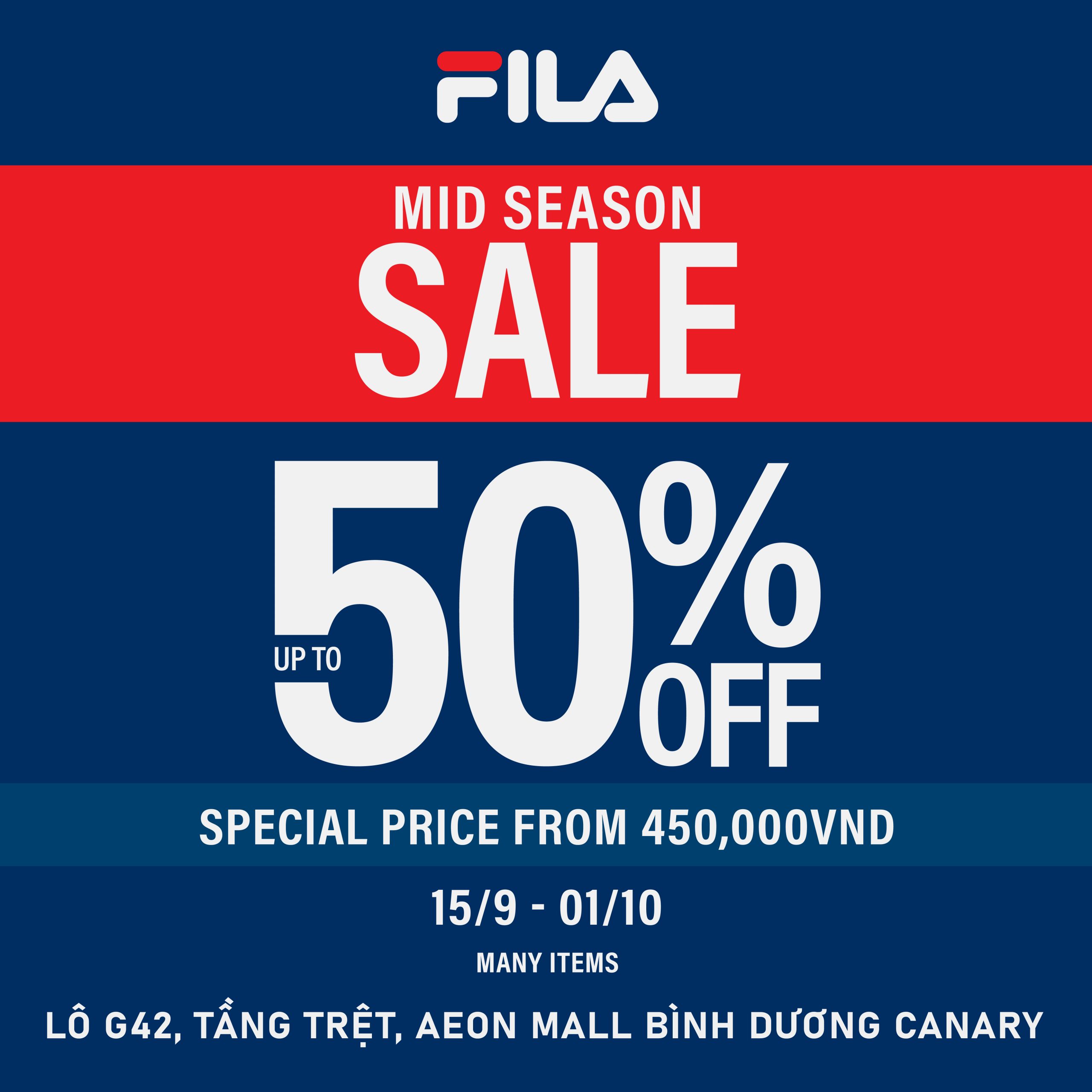 FILA – Mua sắm rộn ràng với ưu đãi lên đến 50% tại FILA MID SEASON SALE!