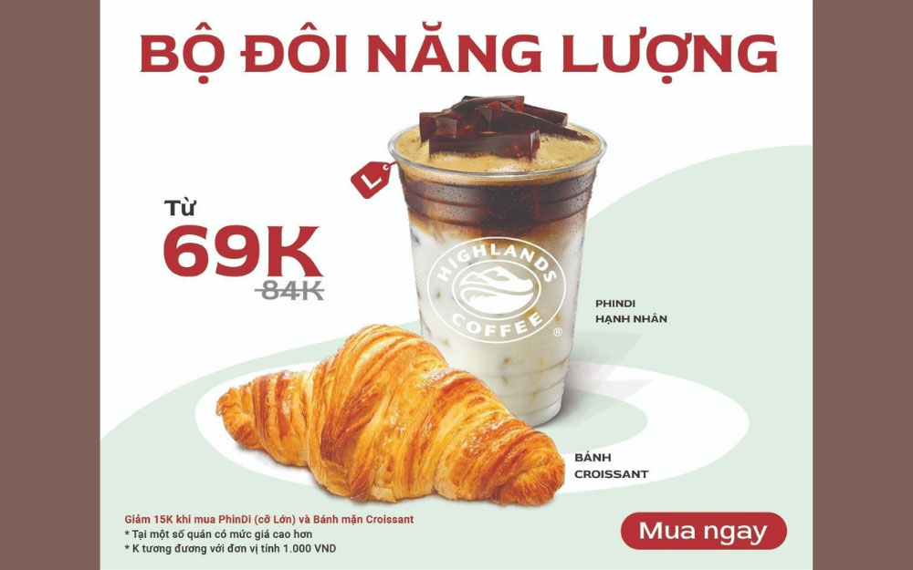 Thử ngay bộ đôi năng lượng highlands, giá chỉ từ 69.000đ
