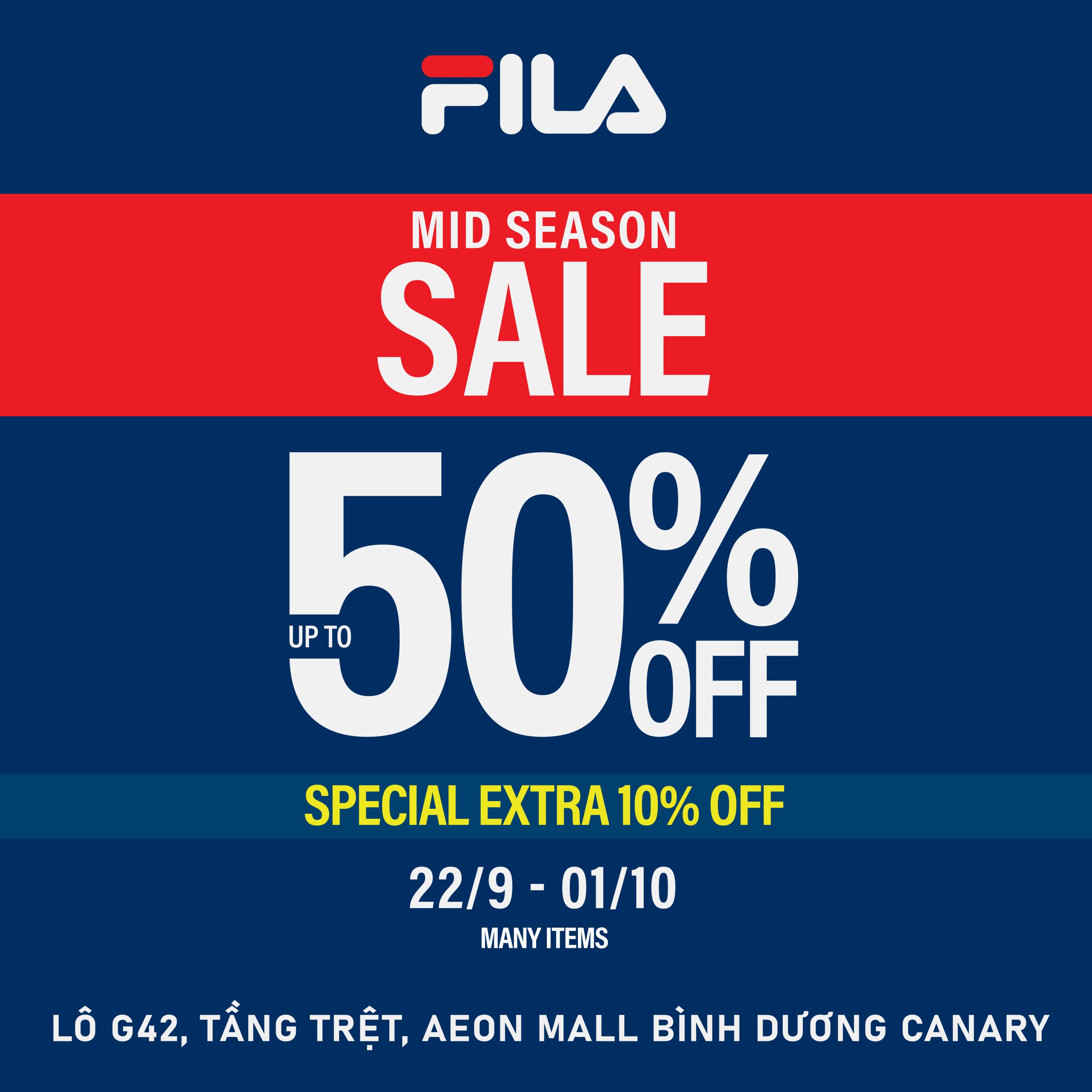 FILA ƯU ĐÃI GIỮA MÙA, TẶNG THÊM 10% CHO NHIỀU SẢN PHẨM!