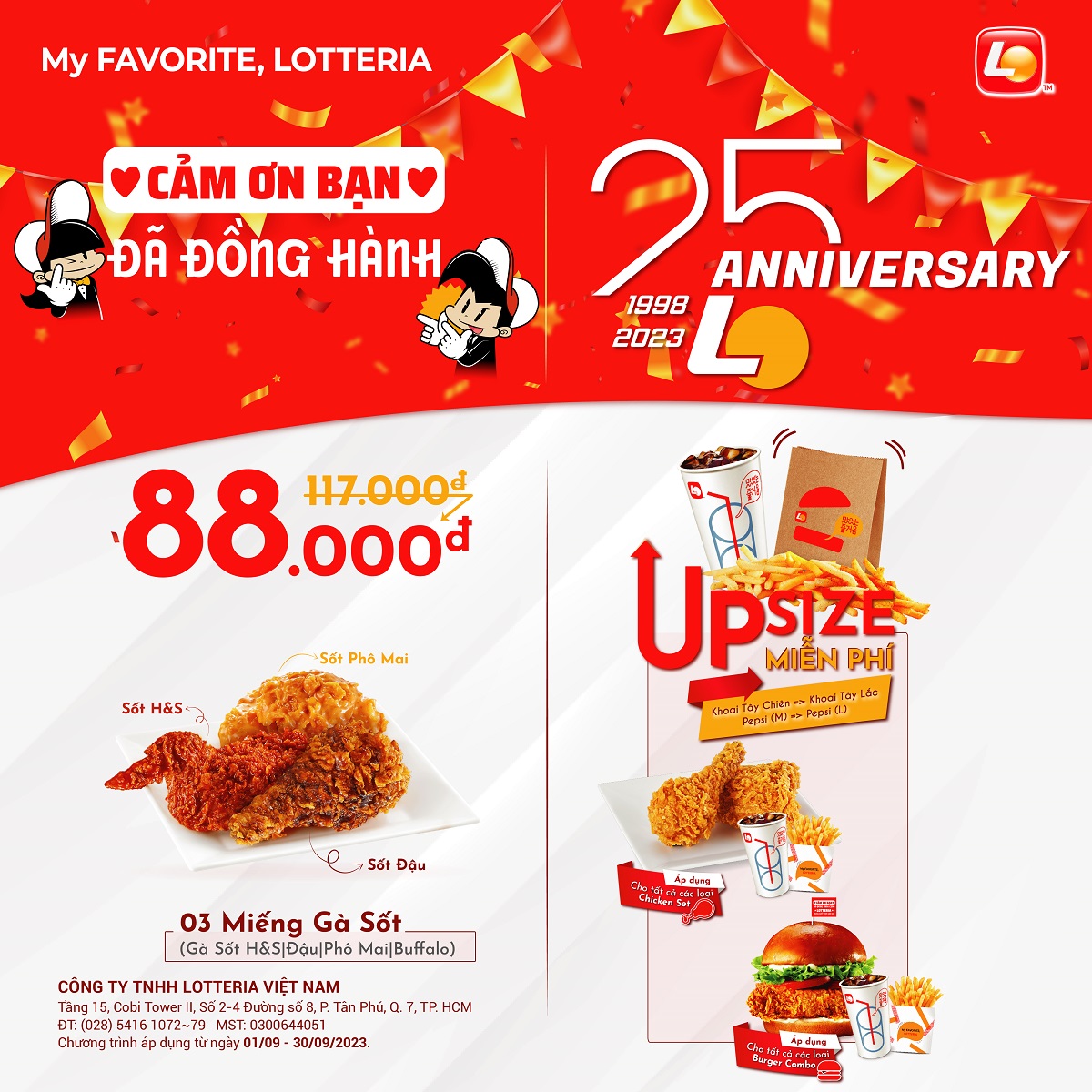 LOTTERIA – KHUYẾN MÃI THÁNG 9