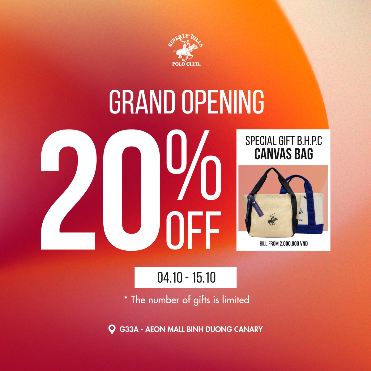 BEVERLY HILLS POLO CLUB – GRAND OPENING | SALE OFF 20%