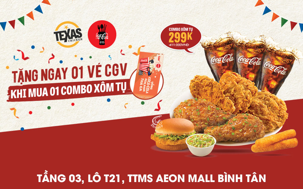 Tụ tập cùng bạn bè với Combo Xôm tụ cực hời từ Texas Chicken