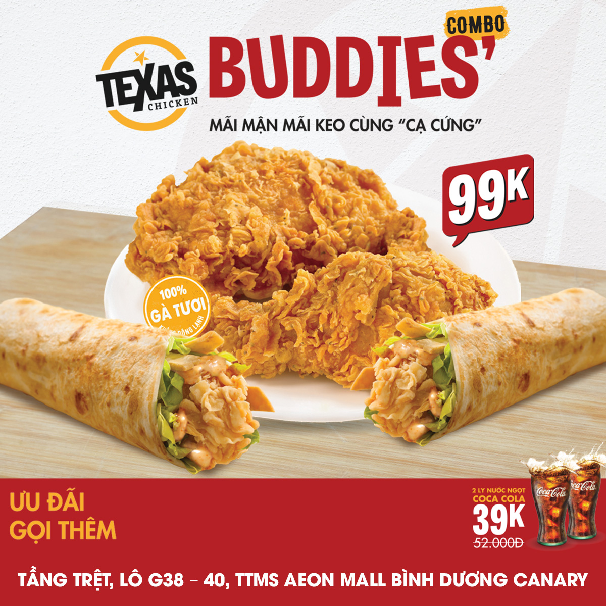 TEXAS CHICKEN – COMBO ĐỈNH 4 MÓN NGON CHỈ 99K