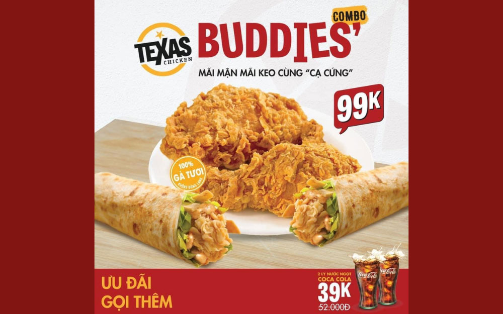 Chọn dùng bữa ngay ở Texas Chicken với Combo đỉnh 4 món chỉ với 99k