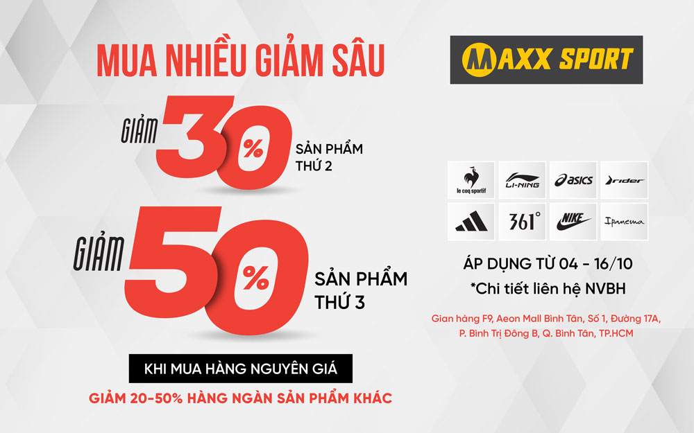 Mua càng nhiều – Giảm càng sâu tại Maxxsport