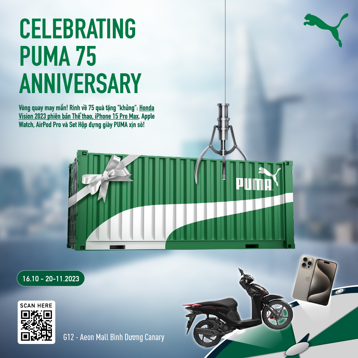 PUMA – ĐẬP HỘP PUMA 75TH ANNIVERSARY – RINH NGAY IPHONE 15 PRO MAX & HONDA VISION VỀ NHÀ!