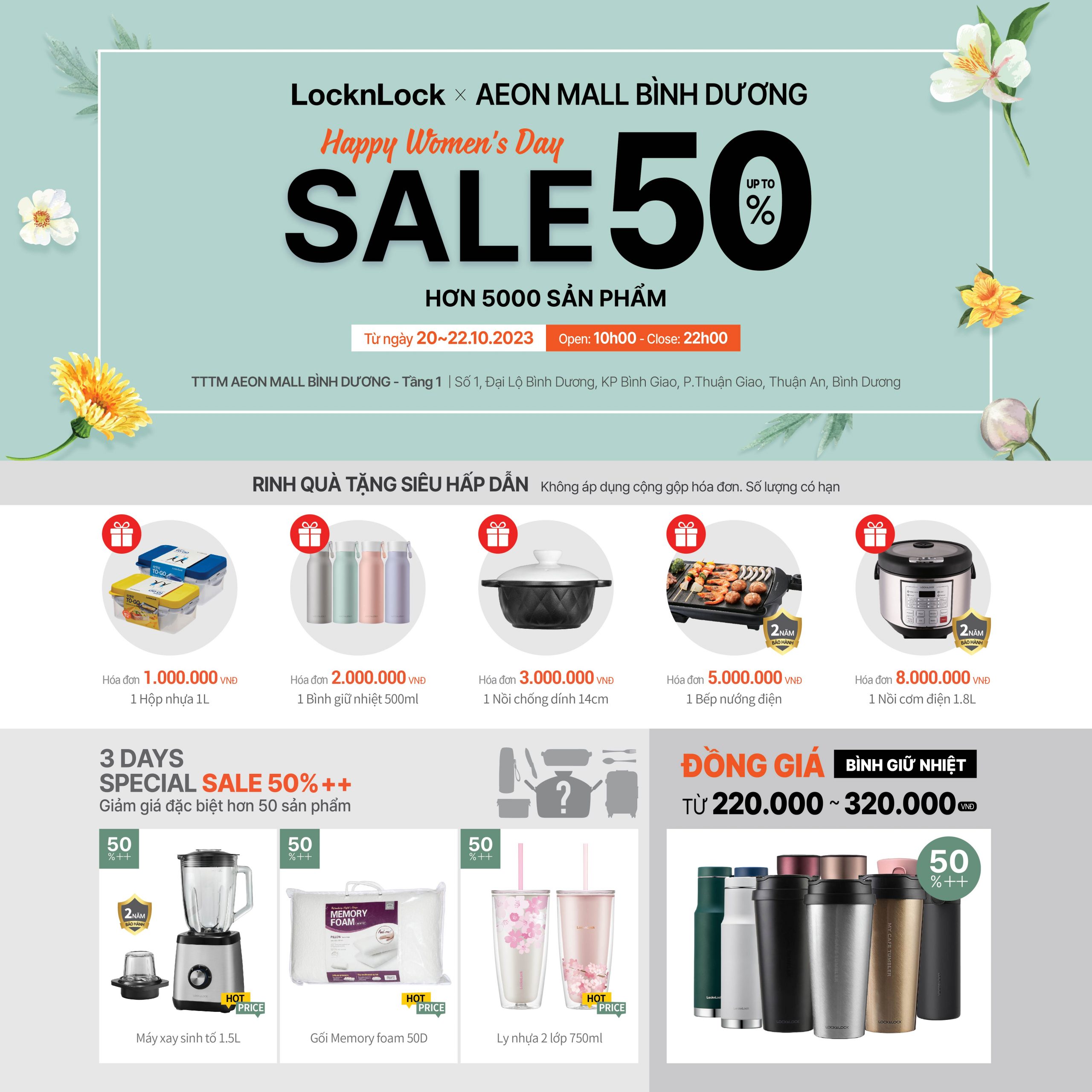 LOCKNLOCK – HAPPY WOMEN’S DAY SALE UP TO 50%++ HƠN 5000 SẢN PHẨM