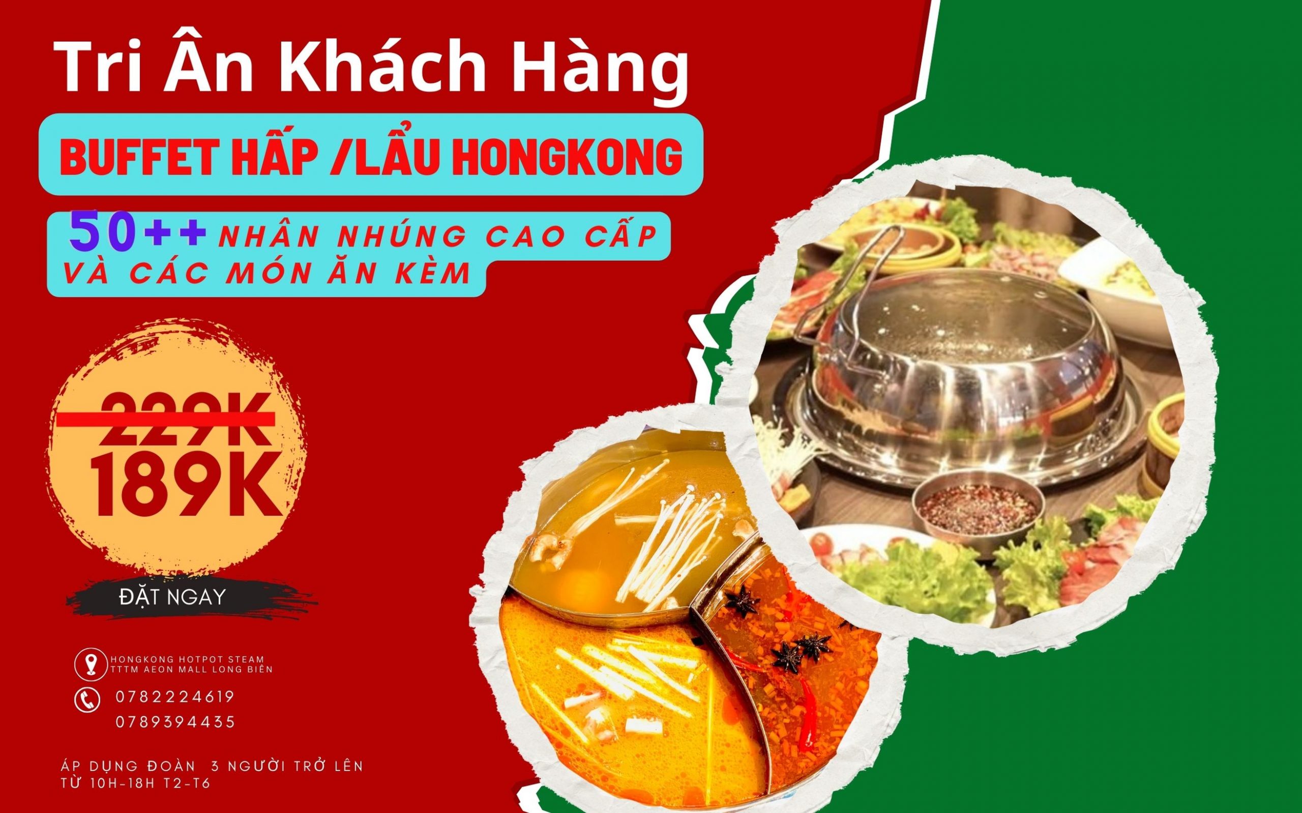 ƯU ĐÃI BUFFET HẤP HOẶC LẨU – Chỉ còn 189.000 VNĐ