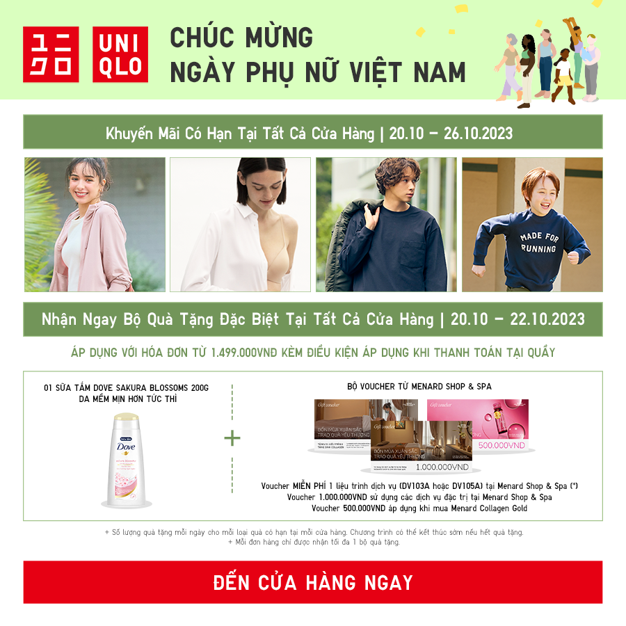 UNIQLO – MỪNG NGÀY PHỤ NỮ VIỆT NAM – KHUYẾN MÃI CÓ HẠN HẤP DẪN