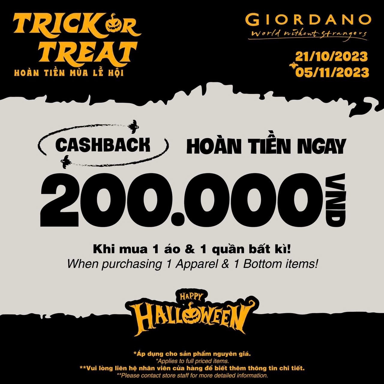 GIORDANO – Trick Or Treat – Hoàn Tiền Mùa Lễ Hội