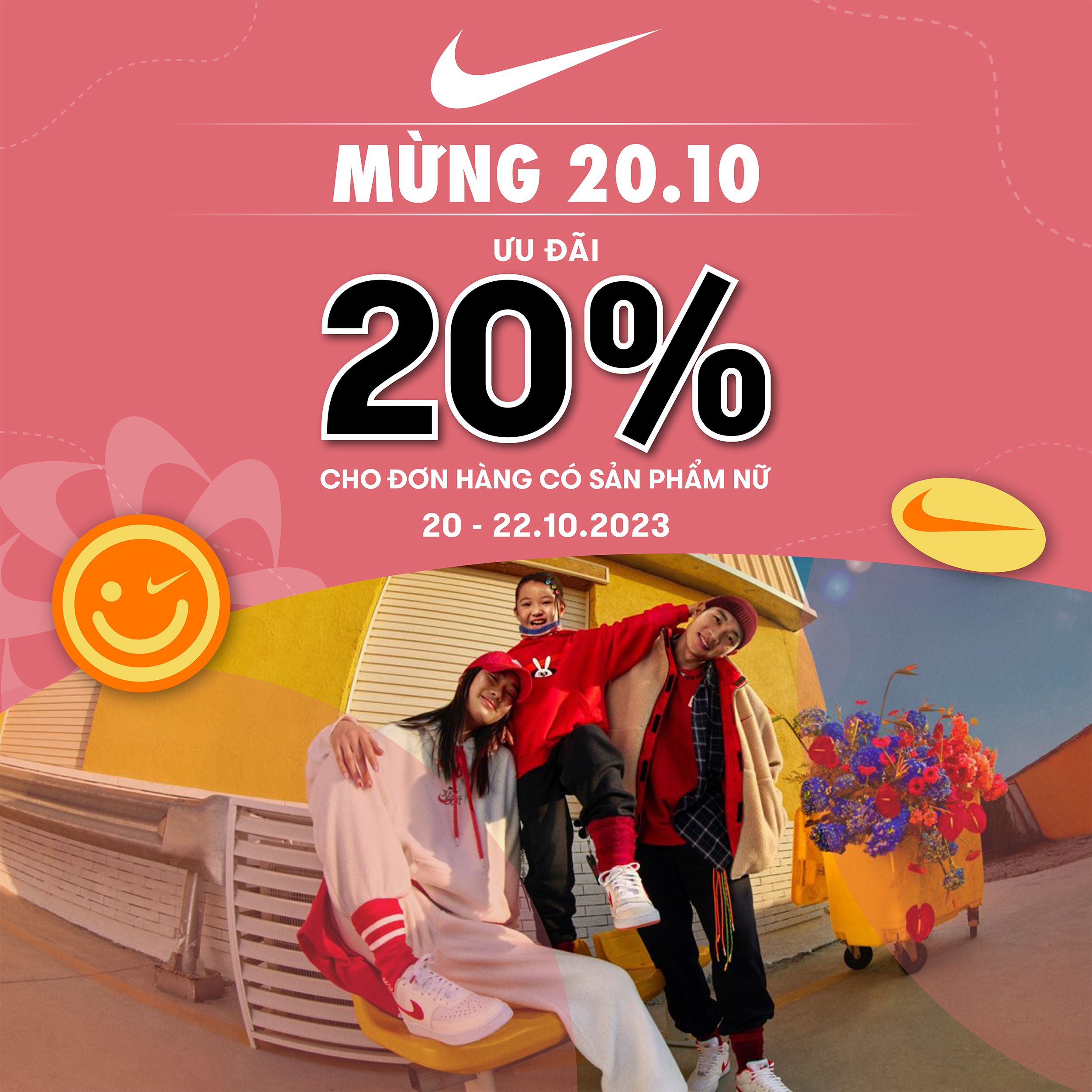 NIKE | MỪNG 20.10 – ƯU ĐÃI 20% ĐƠN HÀNG CÓ SẢN PHẨM NỮ