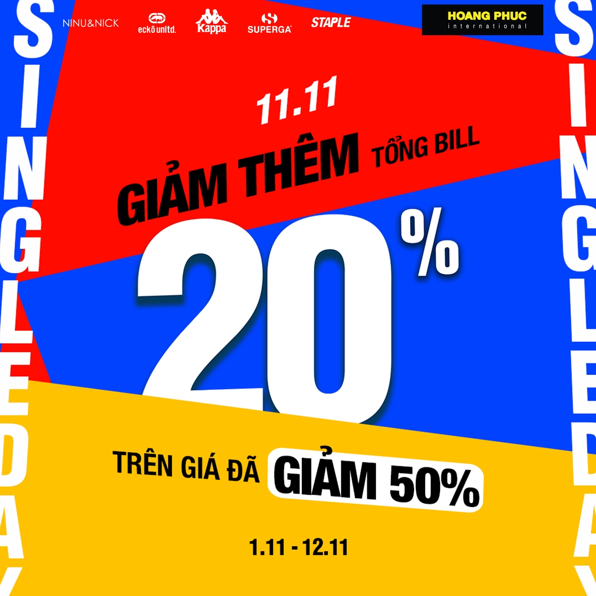 HOÀNG PHÚC – Single Day Ưu Đãi Mê Say: Giảm Thêm 20% Trên Giá Đã Giảm 50%