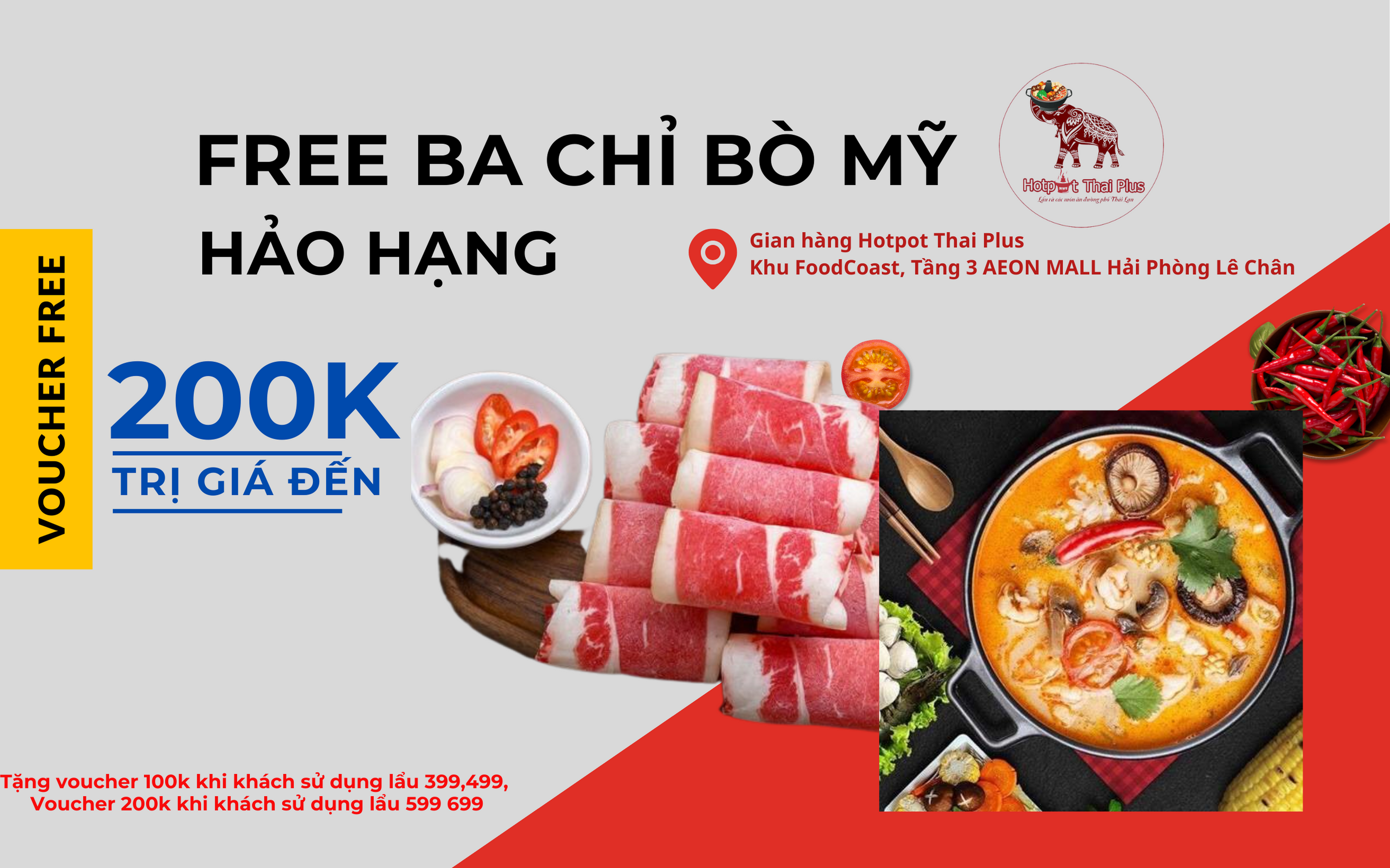 HOTPOT THAI PLUS – TẶNG VOUCHER BÒ MỸ LÊN ĐẾN 200K