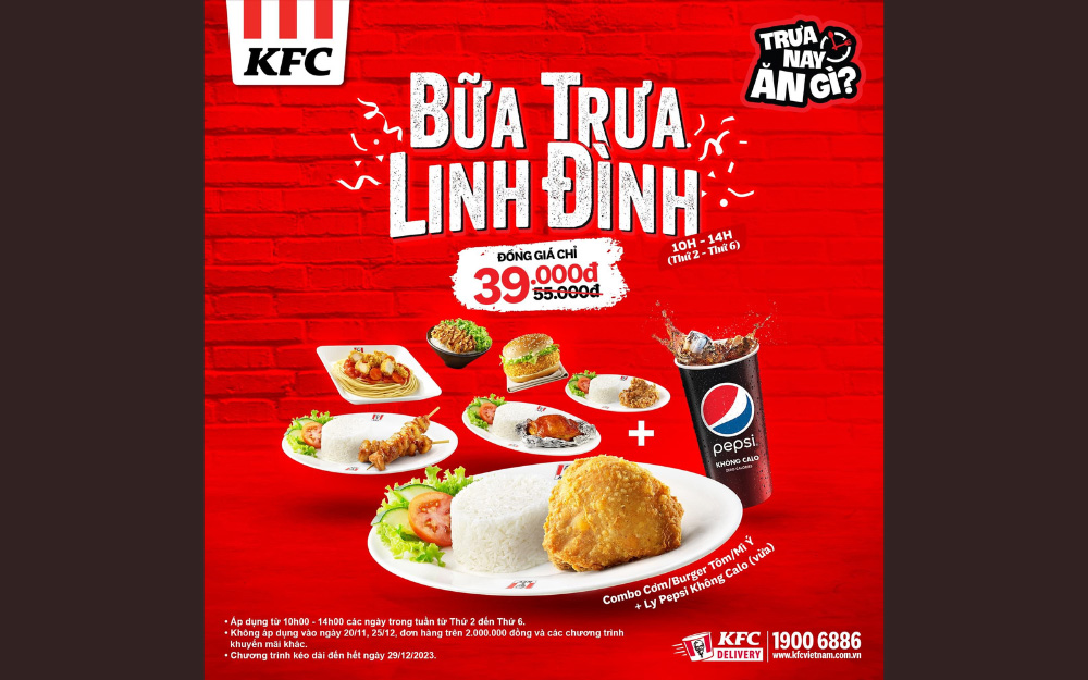 Khao ngàn combo siêu đỉnh cho tiệc trưa linh đình cùng KFC