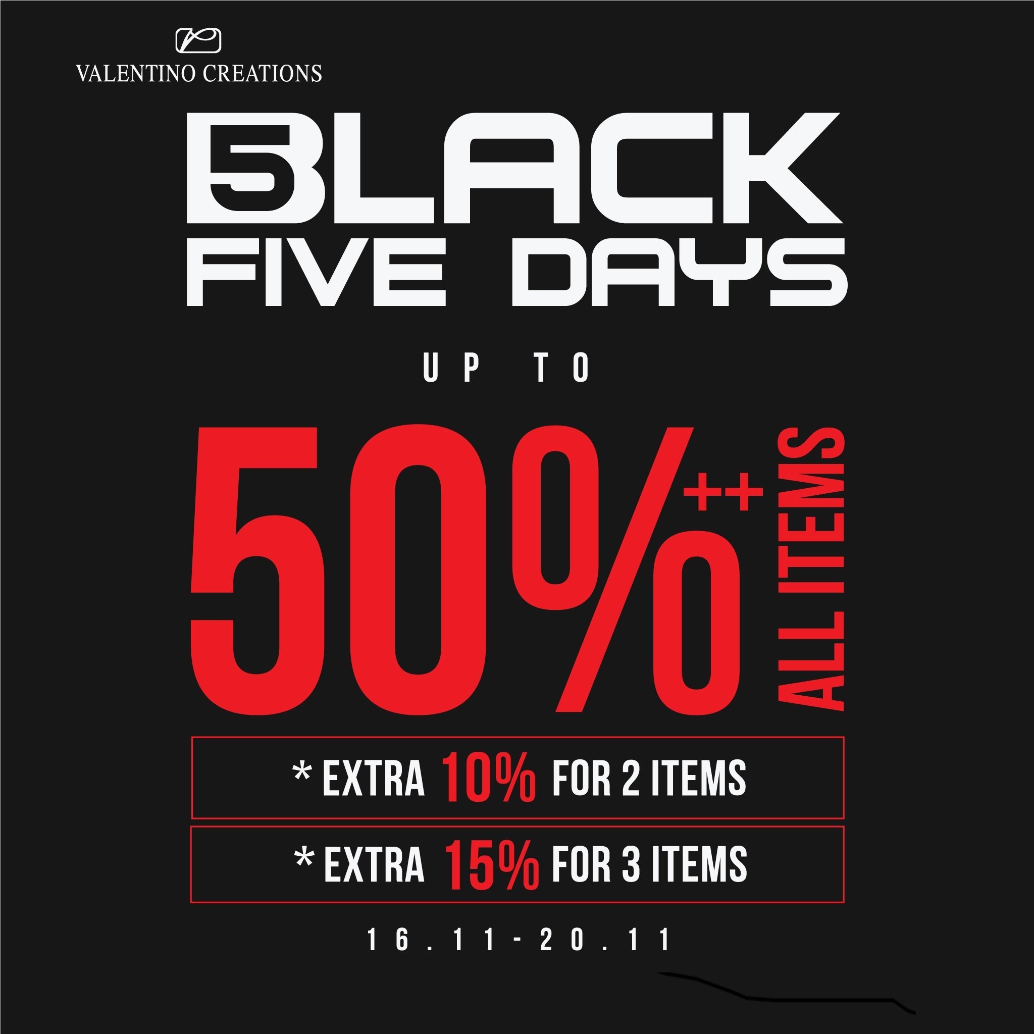 VALENTINO CREATIONS – BLACK FIVE DAY | GIẢM ĐẾN 50% TẤT CẢ